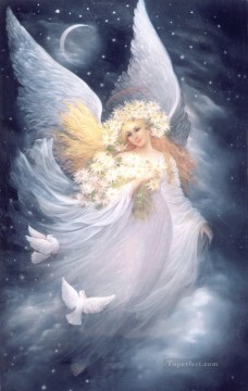  Noche Pintura - Fantasía del ángel de la noche